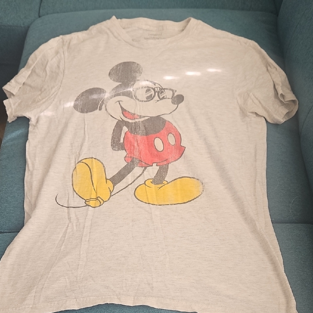 Rare Disney Mickey with Glasses Graphic Tee.